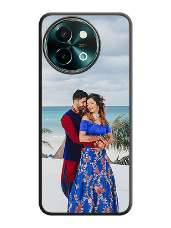 Custom Full Single Pic Upload On Space Black Custom Soft Matte Mobile Back Cover - Vivo Y58 5G