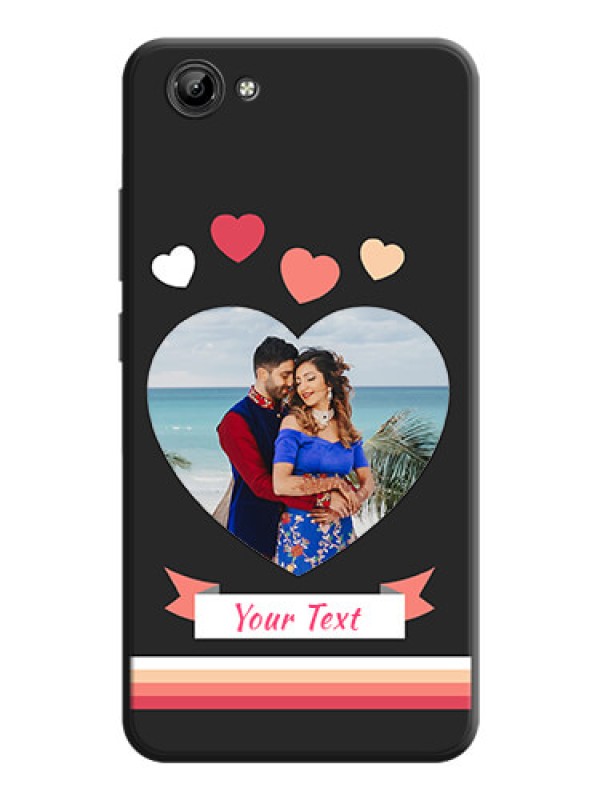 Custom Love Shaped Photo with Colorful Stripes on Personalised Space Black Soft Matte Cases - Vivo Y71