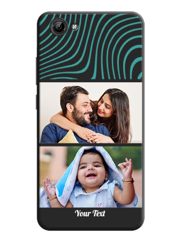 Custom Wave Pattern with 2 Image Holder on Space Black Personalized Soft Matte Phone Covers - Vivo Y71