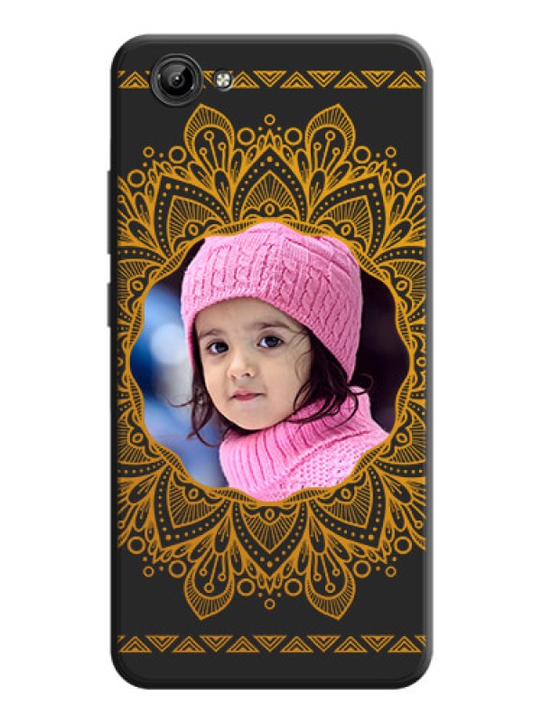 Custom Round Image with Floral Design - Photo on Space Black Soft Matte Mobile Cover - Vivo Y71