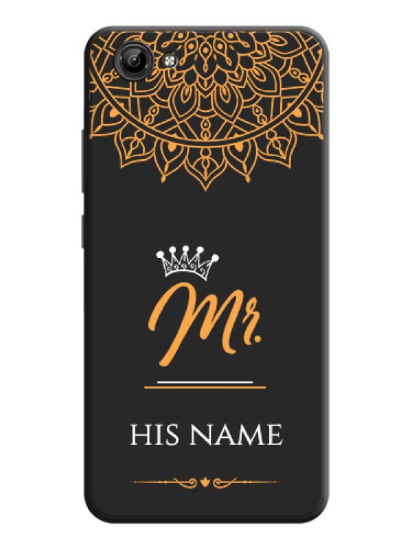 Custom Mr Name with Floral Design  on Personalised Space Black Soft Matte Cases - Vivo Y71
