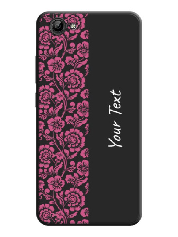 Custom Pink Floral Pattern Design With Custom Text On Space Black Personalized Soft Matte Phone Covers -Vivo Y71