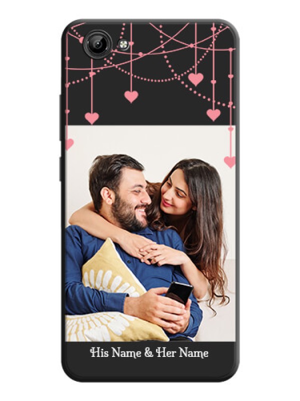 Custom Pink Love Hangings with Text on Space Black Custom Soft Matte Back Cover - Vivo Y71I