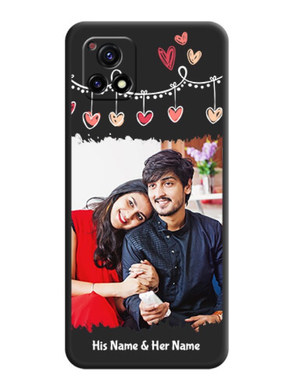 Custom Pink Love Hangings with Name on Space Black Custom Soft Matte Phone Cases - Vivo Y72 5G