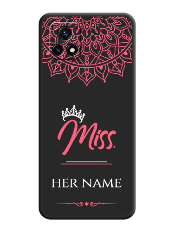 Custom Mrs Name with Floral Design on Space Black Personalized Soft Matte Phone Covers - Vivo Y72 5G