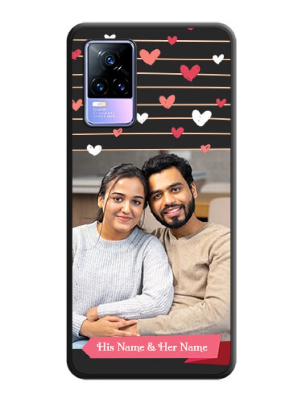 Custom Love Pattern with Name on Pink Ribbon on Photo on Space Black Soft Matte Back Cover - Vivo Y73