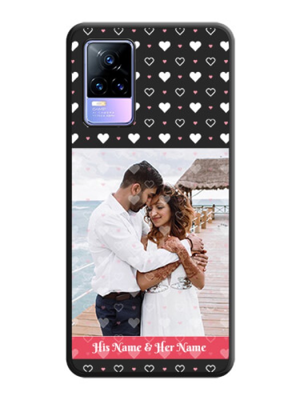 Custom White Color Love Symbols with Text Design on Photo on Space Black Soft Matte Phone Cover - Vivo Y73