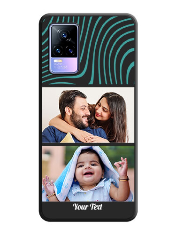 Custom Wave Pattern with 2 Image Holder on Space Black Personalized Soft Matte Phone Covers - Vivo Y73