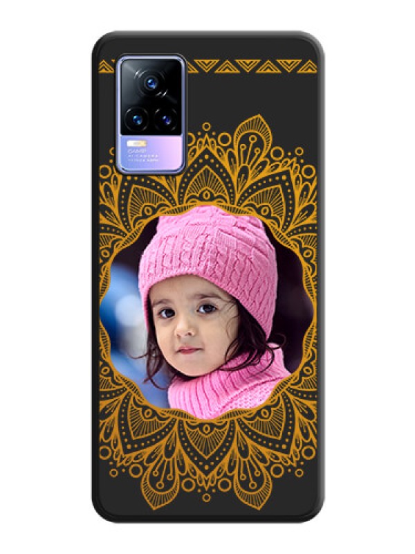 Custom Round Image with Floral Design on Photo on Space Black Soft Matte Mobile Cover - Vivo Y73
