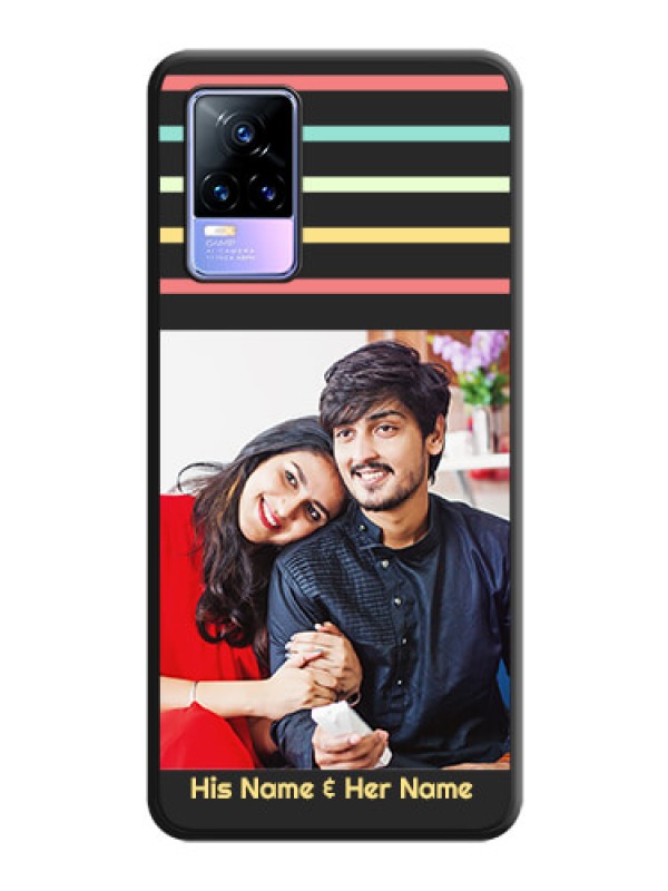 Custom Color Stripes with Photo and Text on Photo on Space Black Soft Matte Mobile Case - Vivo Y73