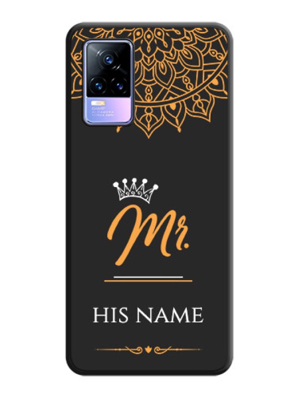 Custom Mr Name with Floral Design on Personalised Space Black Soft Matte Cases - Vivo Y73