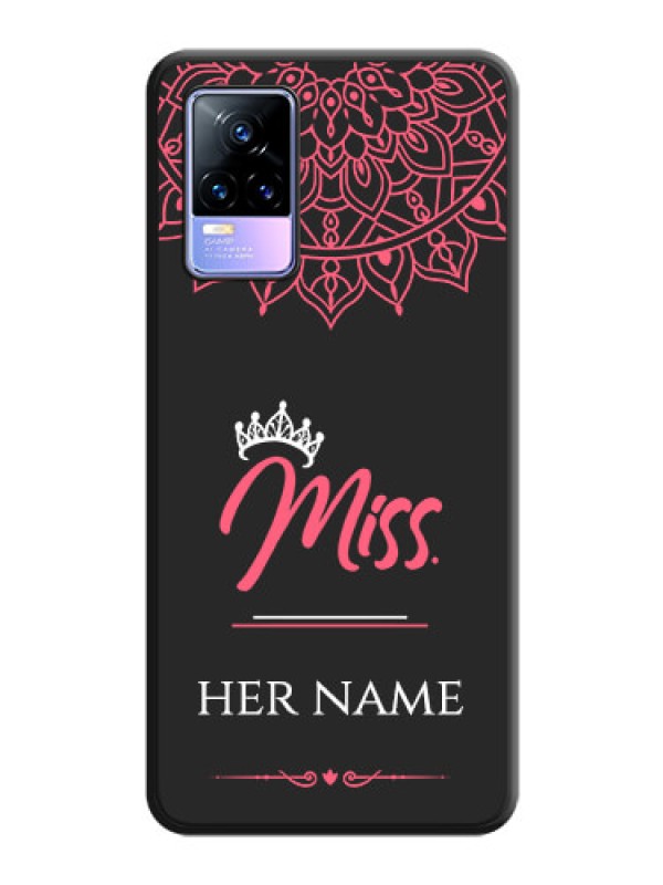 Custom Mrs Name with Floral Design on Space Black Personalized Soft Matte Phone Covers - Vivo Y73