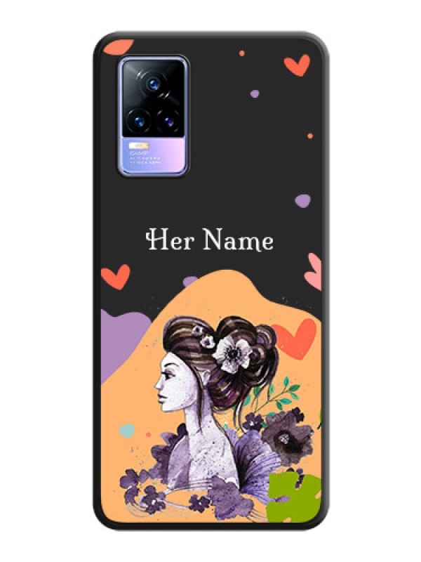 Custom Namecase For Her With Fancy Lady Image On Space Black Personalized Soft Matte Phone Covers -Vivo Y73