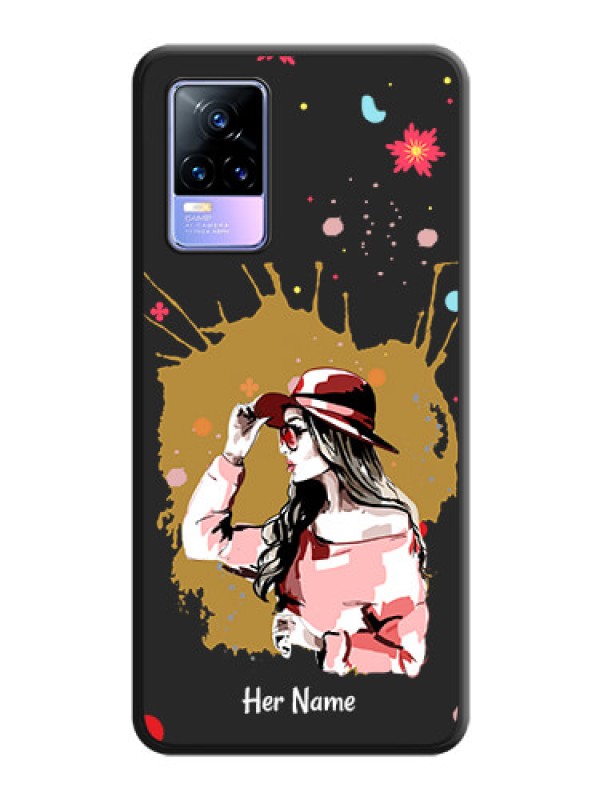 Custom Mordern Lady With Color Splash Background With Custom Text On Space Black Personalized Soft Matte Phone Covers -Vivo Y73