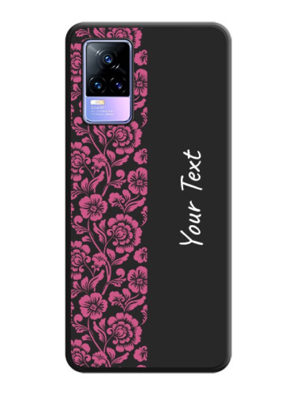 Custom Pink Floral Pattern Design With Custom Text On Space Black Personalized Soft Matte Phone Covers -Vivo Y73