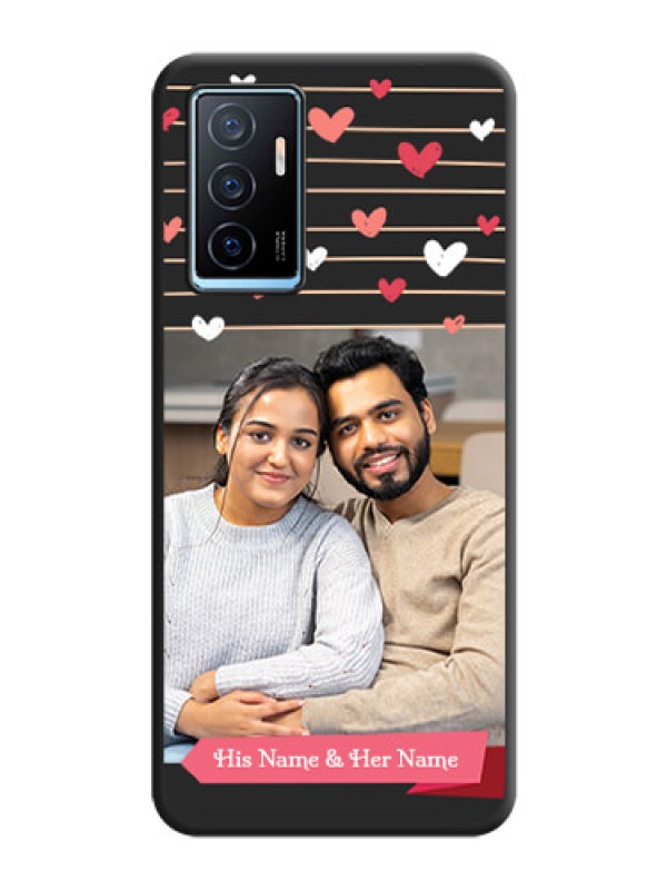 Custom Love Pattern with Name on Pink Ribbon  on Photo on Space Black Soft Matte Back Cover - Vivo Y75 4G