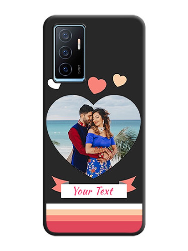 Custom Love Shaped Photo with Colorful Stripes on Personalised Space Black Soft Matte Cases - Vivo Y75 4G