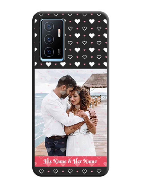 Custom White Color Love Symbols with Text Design on Photo on Space Black Soft Matte Phone Cover - Vivo Y75 4G