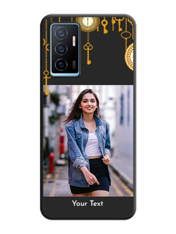 Custom Decorative Design with Text on Space Black Custom Soft Matte Back Cover - Vivo Y75 4G