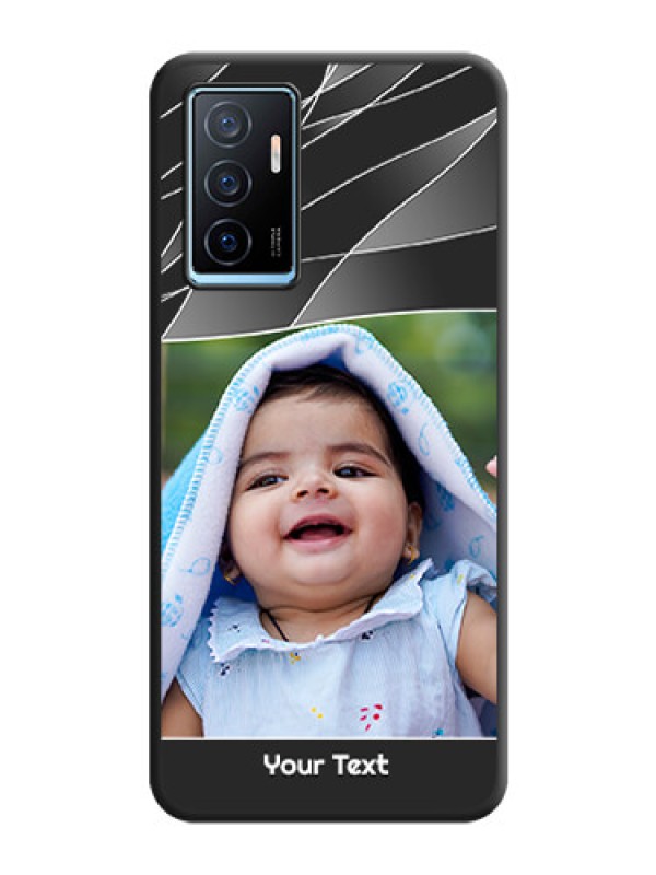 Custom Mixed Wave Lines on Photo on Space Black Soft Matte Mobile Cover - Vivo Y75 4G