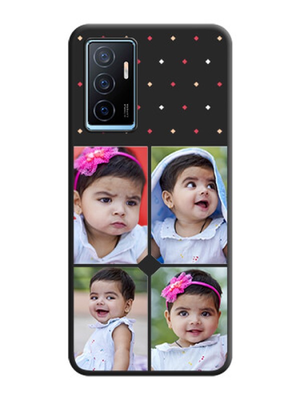 Custom Multicolor Dotted Pattern with 4 Image Holder on Space Black Custom Soft Matte Phone Cases - Vivo Y75 4G