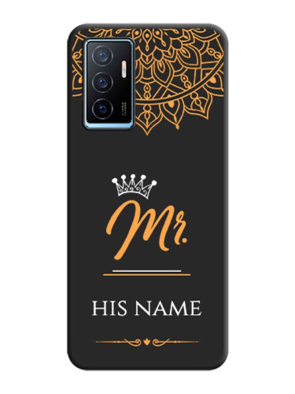 Custom Mr Name with Floral Design  on Personalised Space Black Soft Matte Cases - Vivo Y75 4G