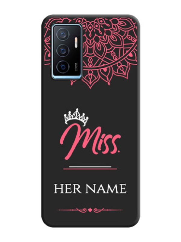 Custom Mrs Name with Floral Design on Space Black Personalized Soft Matte Phone Covers - Vivo Y75 4G