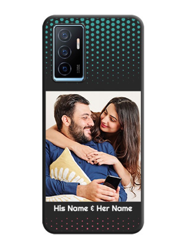 Custom Faded Dots with Grunge Photo Frame and Text on Space Black Custom Soft Matte Phone Cases - Vivo Y75 4G