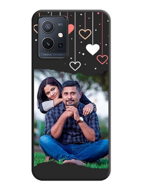 Custom Love Hangings with Splash Wave Picture on Space Black Custom Soft Matte Phone Back Cover - Vivo Y75 5G