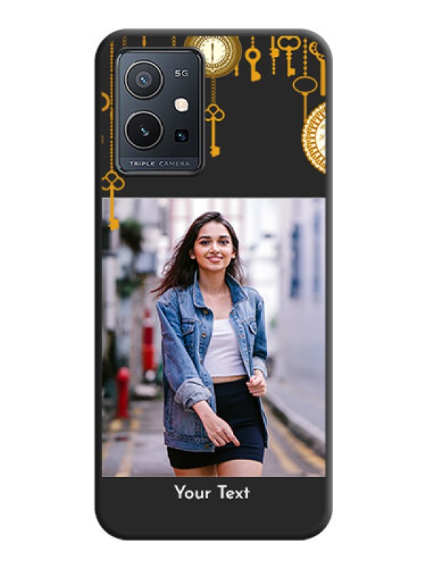 Custom Decorative Design with Text on Space Black Custom Soft Matte Back Cover - Vivo Y75 5G