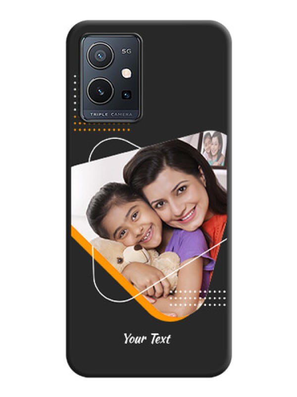 Custom Yellow Triangle on Photo on Space Black Soft Matte Phone Cover - Vivo Y75 5G