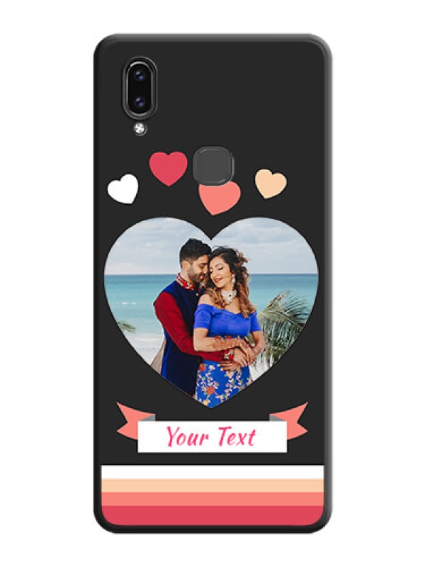 Custom Love Shaped Photo with Colorful Stripes on Personalised Space Black Soft Matte Cases - Vivo Y85