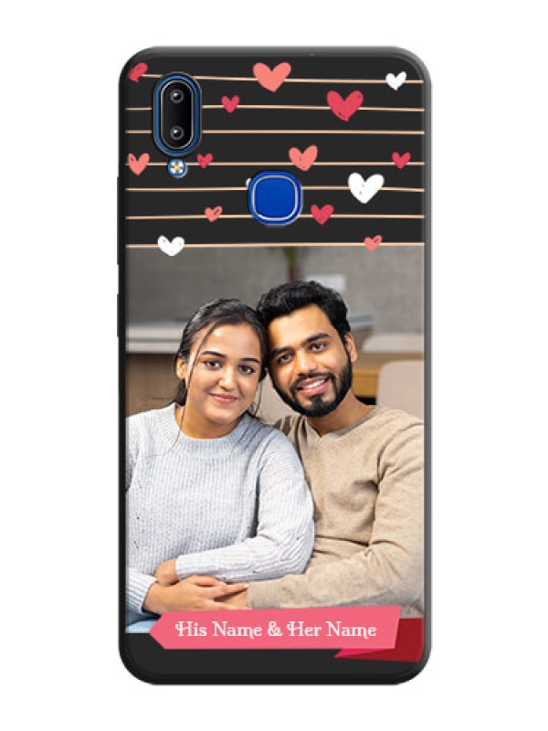 Custom Love Pattern with Name on Pink Ribbon  - Photo on Space Black Soft Matte Back Cover - Vivo Y91