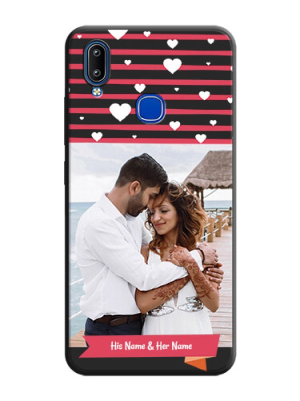 Custom White Color Love Symbols with Pink Lines Pattern on Space Black Custom Soft Matte Phone Cases - Vivo Y91