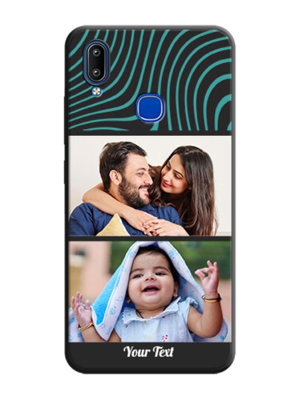 Custom Wave Pattern with 2 Image Holder on Space Black Personalized Soft Matte Phone Covers - Vivo Y91