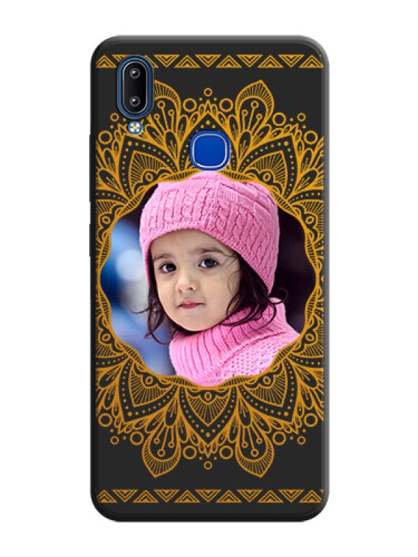 Custom Round Image with Floral Design - Photo on Space Black Soft Matte Mobile Cover - Vivo Y91