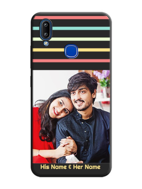 Custom Color Stripes with Photo and Text - Photo on Space Black Soft Matte Mobile Case - Vivo Y91