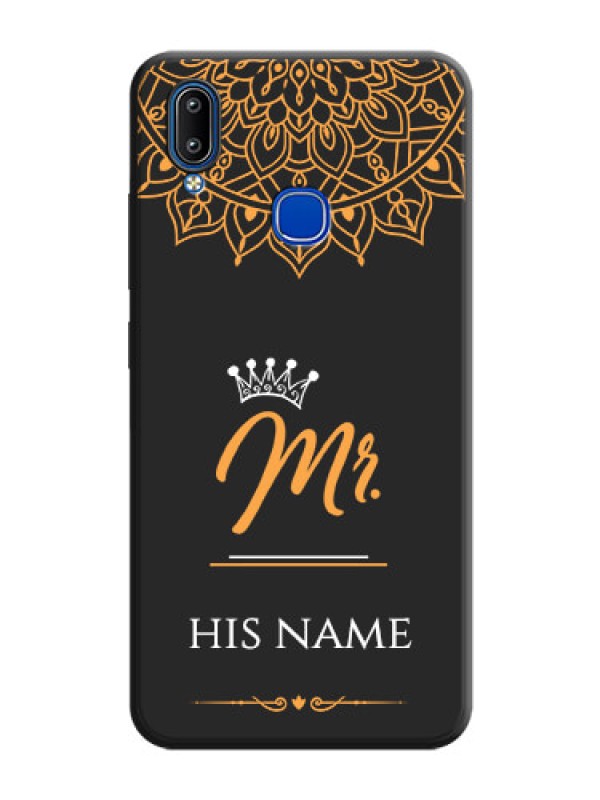 Custom Mr Name with Floral Design  on Personalised Space Black Soft Matte Cases - Vivo Y91