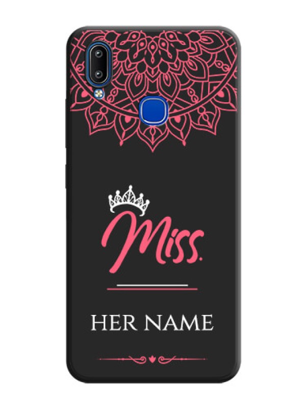 Custom Mrs Name with Floral Design on Space Black Personalized Soft Matte Phone Covers - Vivo Y91