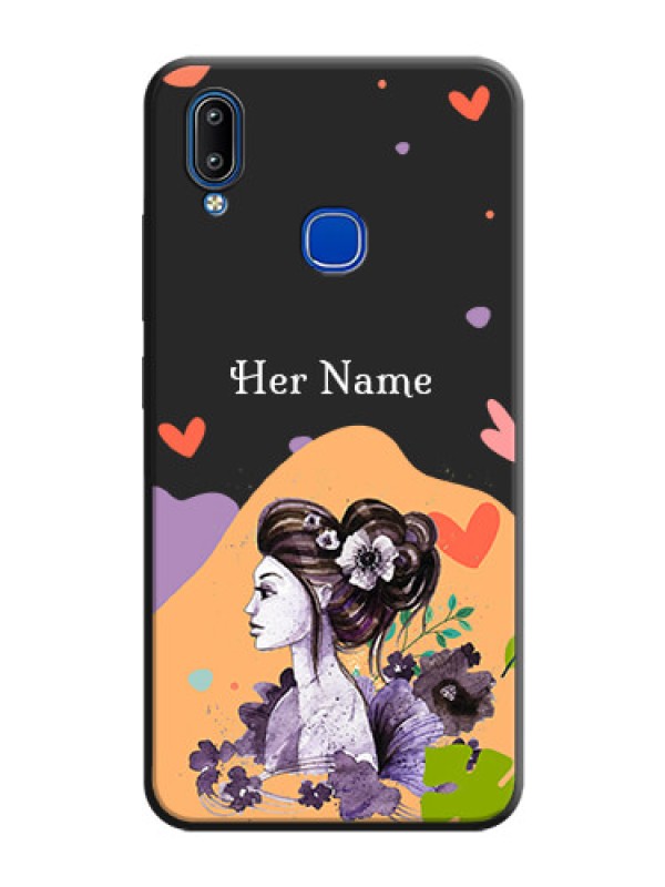 Custom Namecase For Her With Fancy Lady Image On Space Black Personalized Soft Matte Phone Covers -Vivo Y91