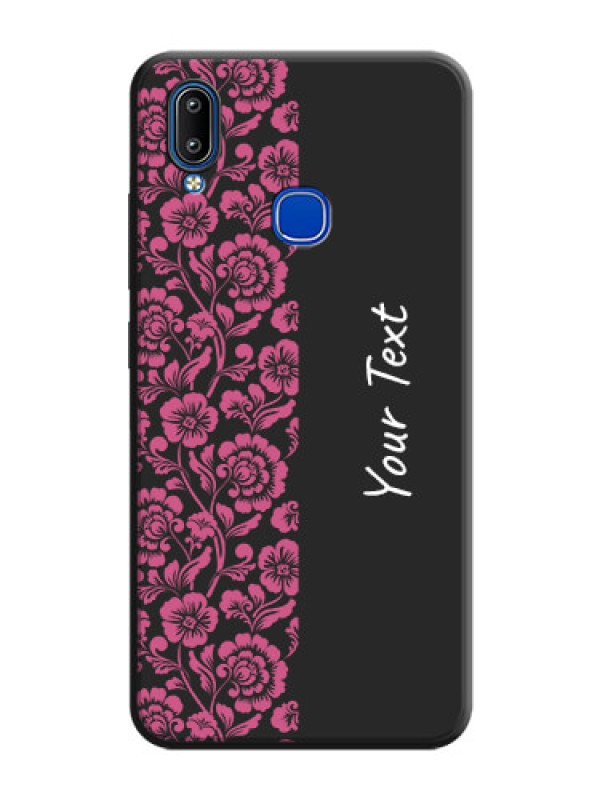 Custom Pink Floral Pattern Design With Custom Text On Space Black Personalized Soft Matte Phone Covers -Vivo Y91