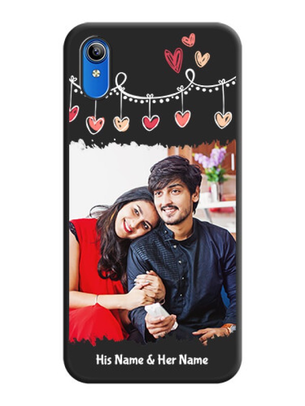Custom Pink Love Hangings with Name on Space Black Custom Soft Matte Phone Cases - Vivo Y91i