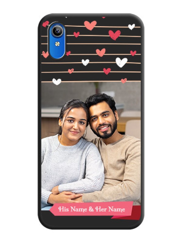 Custom Love Pattern with Name on Pink Ribbon  on Photo on Space Black Soft Matte Back Cover - Vivo Y91i