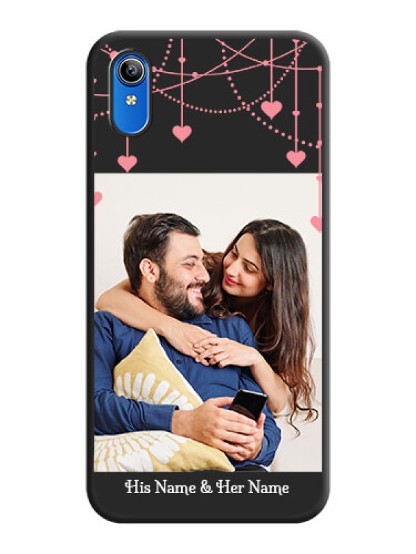 Custom Pink Love Hangings with Text on Space Black Custom Soft Matte Back Cover - Vivo Y91i