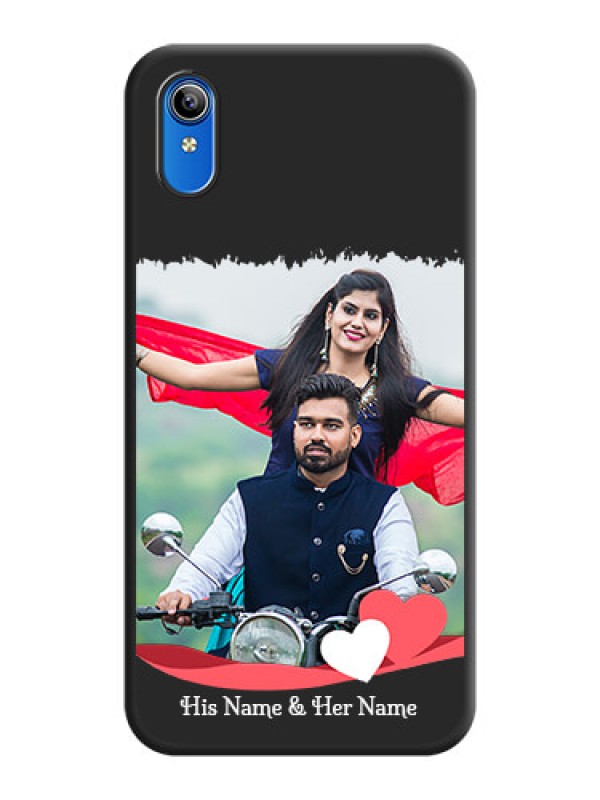 Custom Pin Color Love Shaped Ribbon Design with Text on Space Black Custom Soft Matte Phone Back Cover - Vivo Y91i