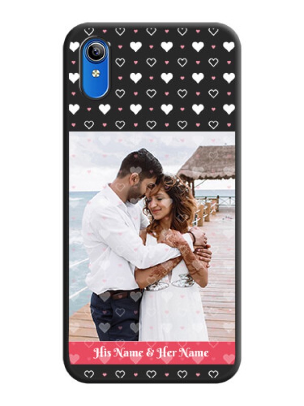 Custom White Color Love Symbols with Text Design on Photo on Space Black Soft Matte Phone Cover - Vivo Y91i