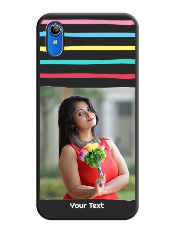 Custom Multicolor Lines with Image on Space Black Personalized Soft Matte Phone Covers - Vivo Y91i