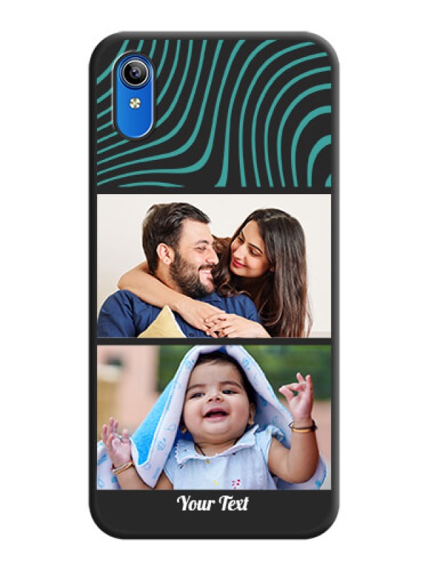 Custom Wave Pattern with 2 Image Holder on Space Black Personalized Soft Matte Phone Covers - Vivo Y91i
