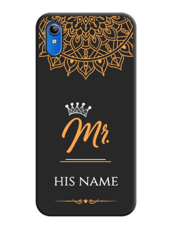 Custom Mr Name with Floral Design  on Personalised Space Black Soft Matte Cases - Vivo Y91i