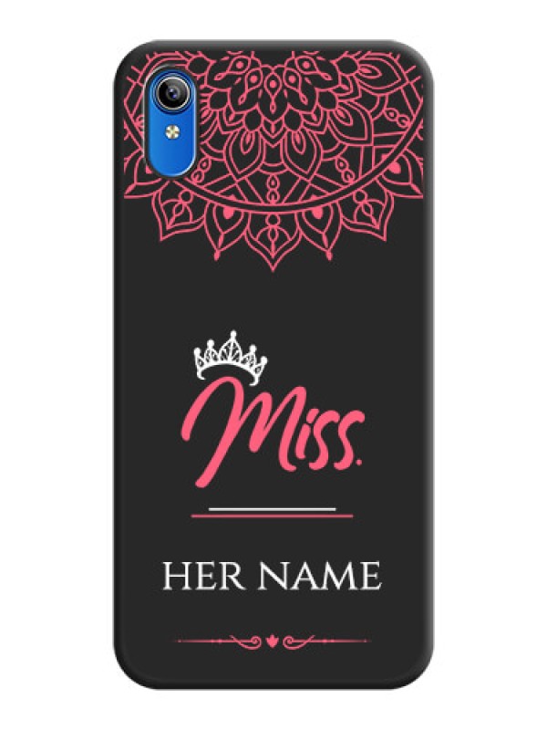 Custom Mrs Name with Floral Design on Space Black Personalized Soft Matte Phone Covers - Vivo Y91i